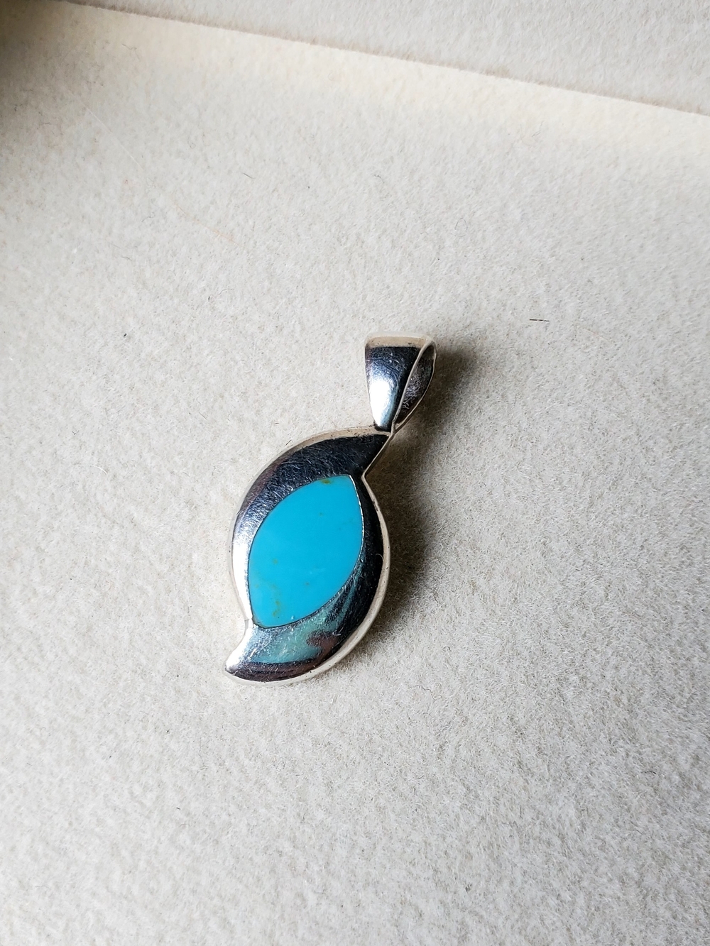 Sterling Silver Turquoise Teardrop Pendant - 4.25g